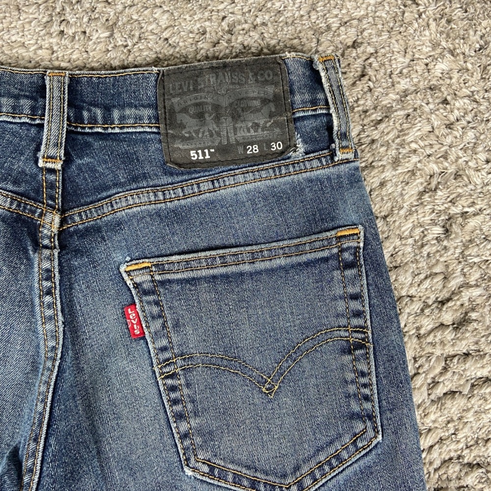 Levis 511 Slim Jeans Mens 28x30 Blue Denim Stretch Casual Faded Medium Wash